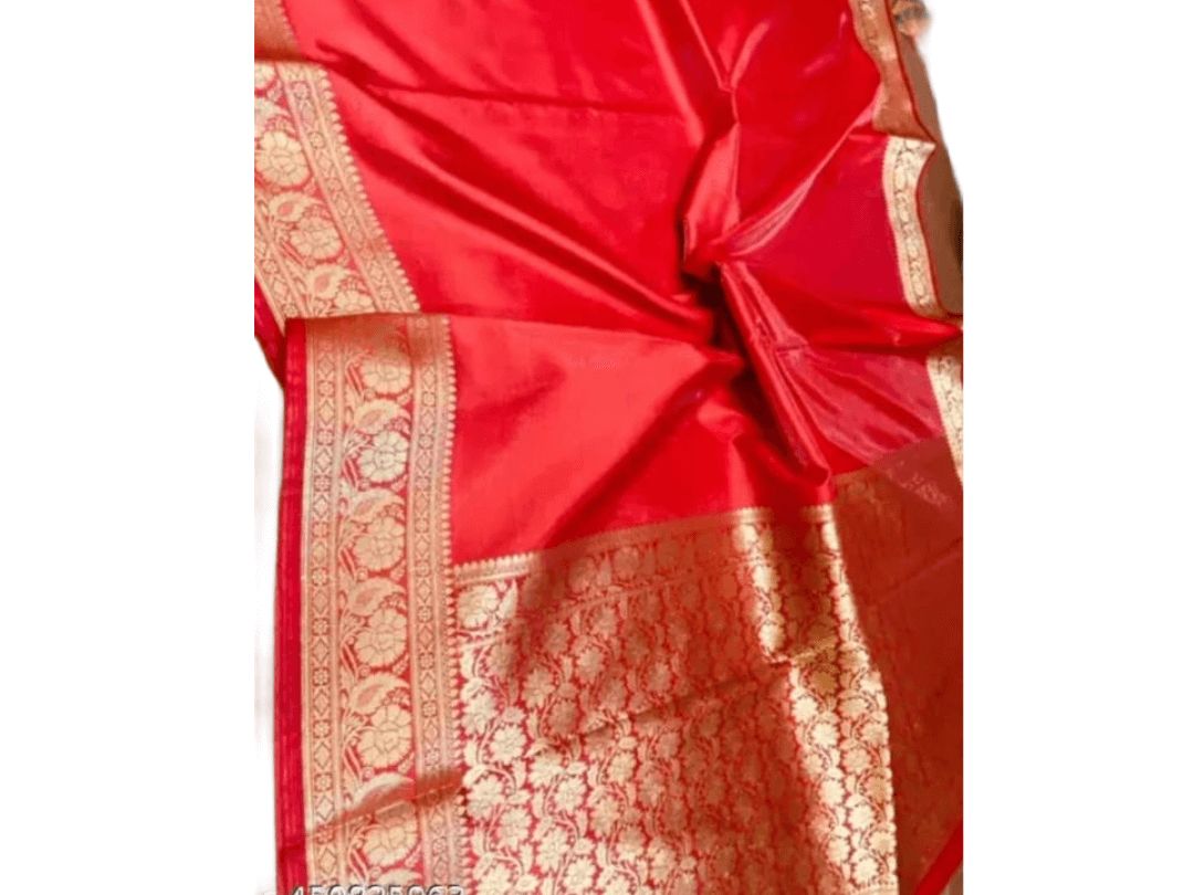 Pista zari work saree