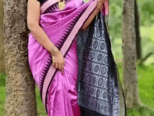 Sambalpuri Bomkai Border Plain Papa silk saree